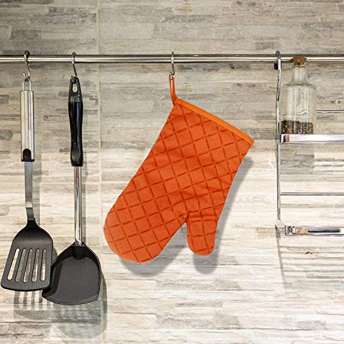 image for ETECHMART Cotton Oven Mitts with Silicone Heat Resistant Quilted Micro