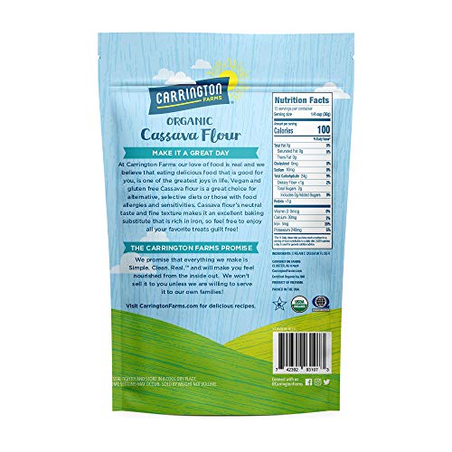 Carrington Farms Organic Cassava Flour - GRAIN FREE - GLUTEN FREE - PALEO - Yuca Root - 1lb.