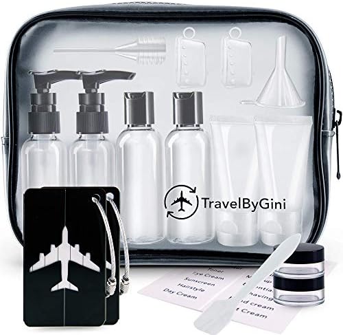 Journey Bottles & Aluminum Baggage Tags for Journey TSA Authorised Toiletry Bag 12 Pack Premium Journey Equipment Journey Measurement Toiletries Leak Proof Refillable Journey Container for Toiletries Journey Equipment