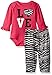 BON BEBE Baby Girls' 2 Piece Lap Shoulder Bodysuit and Velour Legging Set, Love Hot Pink, 3-6 Months