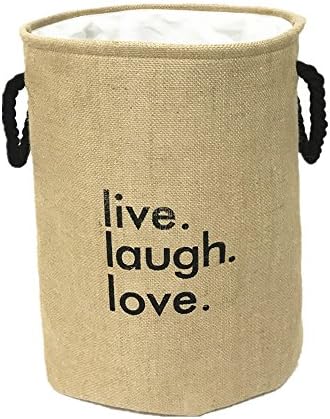 Linen Folding Cylindric Storage Baskets with Two Handles-Storage Bin for Kids Toys,Laundry Clothing,Books(13.8"diameter17.7"height)(JUTE)