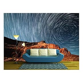 Starry Night Sky Above The Mountain in The Wild West - Removable Wall Mural | Self-Adhesive Large Wallpaper - 66x96 inches