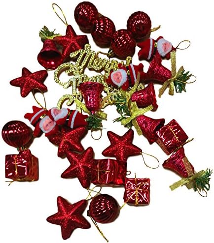 Christmas tree Ornament 28 pieces Red Decoration Set Merry Christmas Santa Plush Doll Star Gift Box