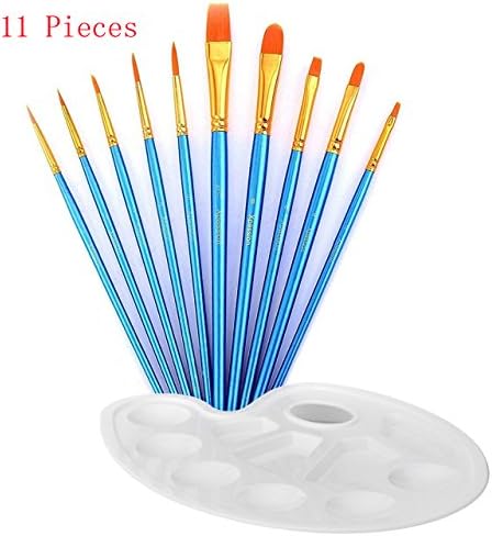 Paint Brush Set Acrylic DREAMZE 10Pieces + 1 Paint Palette Professional Paint Brushes Artist for Watercolor Oil Painting Supplies Ceramic Terracotta Craft Art Face Painting