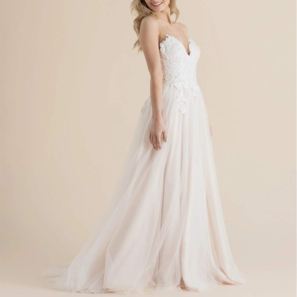 illusion v neck wedding dress