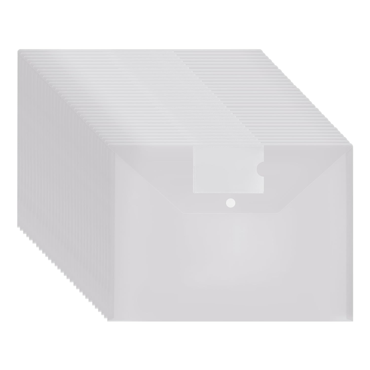 Clear Plastic Wallets A4-30 Pack Plastic Wallets with Popper Document Folder with Pocket for Paperwork (Clear)