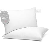 Digital Decor 100% Cotton Fabric Luxury Hotel Pillows Standard Size Set of 2, Cooling Down Alternative Bed Pillows for Sleeping, Hypoallergenic &amp; Soft for Side &amp; Back Sleepers, Made in USA, 26" x 20"