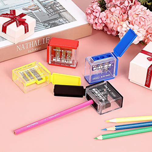 12 Pieces Manual Pencil Sharpener Portable 3 Holes Rustproof Spiral