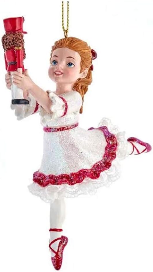 Nutcrackers - Kurt Adler E0422C Nutcracker Suite Children's Clara with Nutcracker Hanging Ornament, Multi-Color