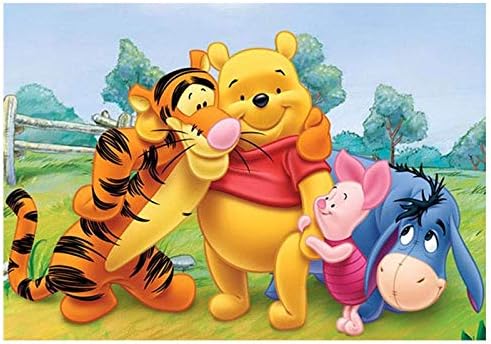 JXSM Full round drill 5D DIY diamond painting drill water spray paint cartoon Winnie The Pooh mosaic sets(19.7x27.6inch)