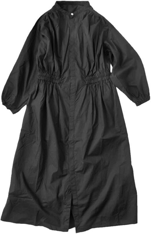 Amazon Co Jp ユニヴァーサルティシュ Universal Tissu コットンバンドカラーギャザーシャツドレスワンピース F ブラック Col 001 Ut211op018 F 001 服 ファッション小物