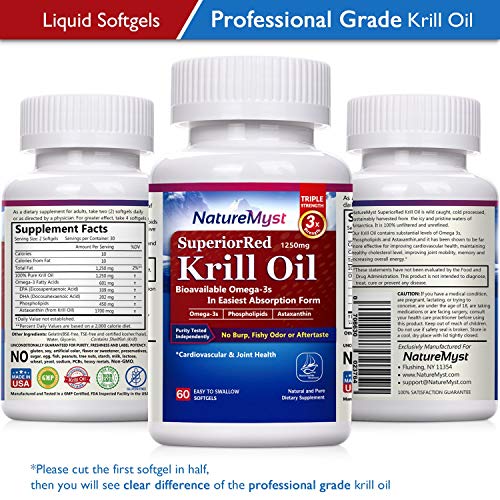NatureMyst Krill Oil, Professional Grade 60 Liquid Softgels, NonGMO