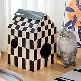 Conlun Cardboard Cat House with Scratching Board Medium 33Lx32Wx50H cm view 8