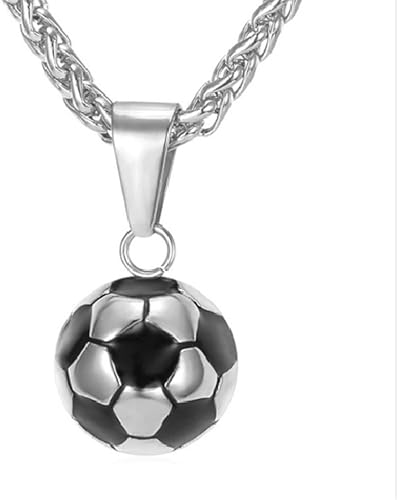 Collar de acero para hombre con diseño de balón de fútbol: Amazon ...