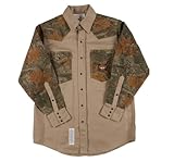 Rasco Fire Retardant KHAKI-CAMO Shirt FR Western with Snaps 10 oz