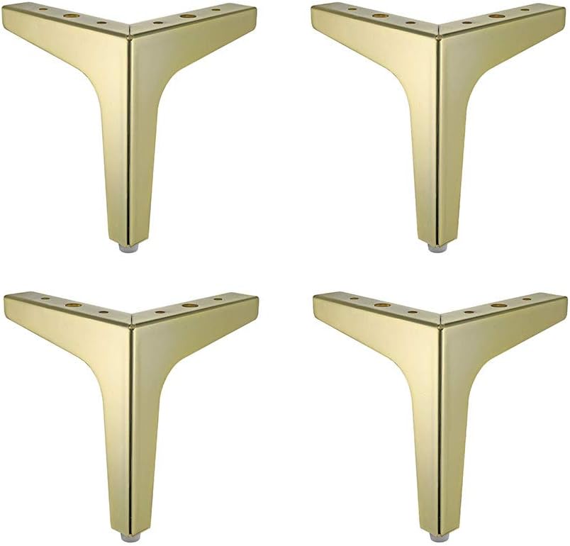 Furniture Legs, Gold Table Legs, Threepronged feet, electroplated Metal, Bathroom (Four