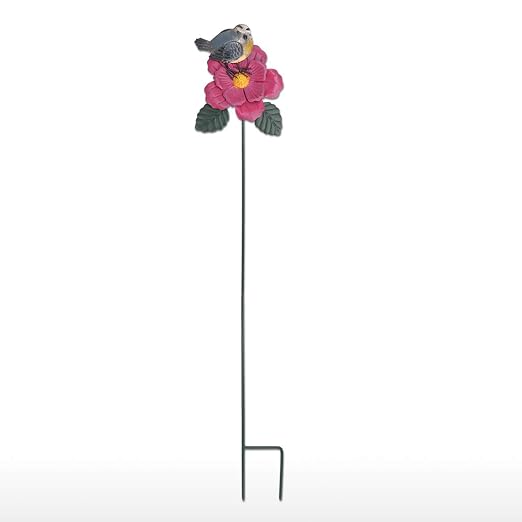 Fesjoy Jilguero de jardín y estaca de Flores,estaca de Patio de ...