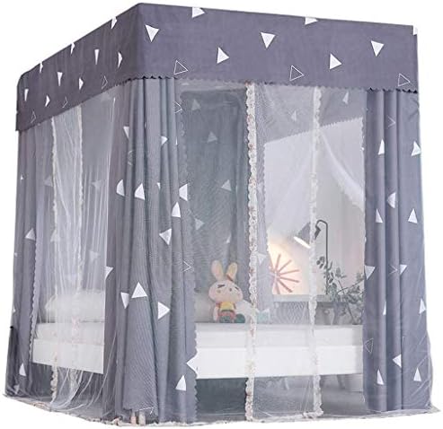 MXK Mosquito Net For Bed Canopy, Large Tent For Double To King Size, Square Netting Curtain, 3 Entries, Easy To Install, Hanging Kit (Size : 6.6ft)