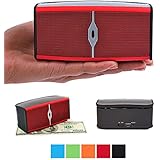 Bluetooth Speakers, Alpatronix&reg; [AX400] Ultra-Portable Wireless Bluetooth Stereo Speaker with Mic, Subwoofer, Volume & Playback Controls, Powerful 8-Watt Stereo Dual Audio Drivers Compatible with Apple iPods, iPads, iPhones, Samsung Galaxy Devices, LG G5 V10 G4, Motorola Droid, Nokia Lumia, Sony Xperia, HTC One, Google Nexus, Android Smartphones, Laptops, Tablets & PC Desktop Computers [8-10+ Hrs. of Playback Time] - (Red/Black)