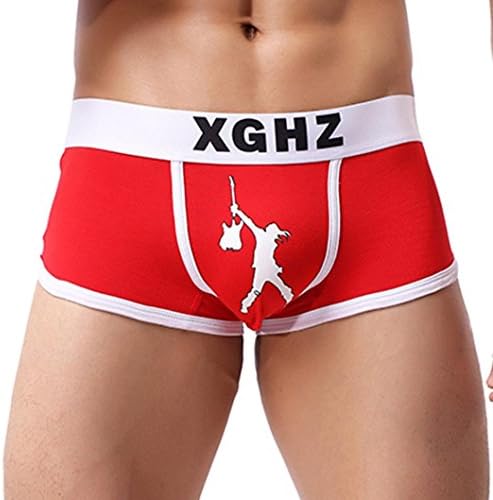 WOCACHI Men Underwear Sexy Cotton Letter Printed Boxer Briefs Shorts Bulge Pouch Underpants