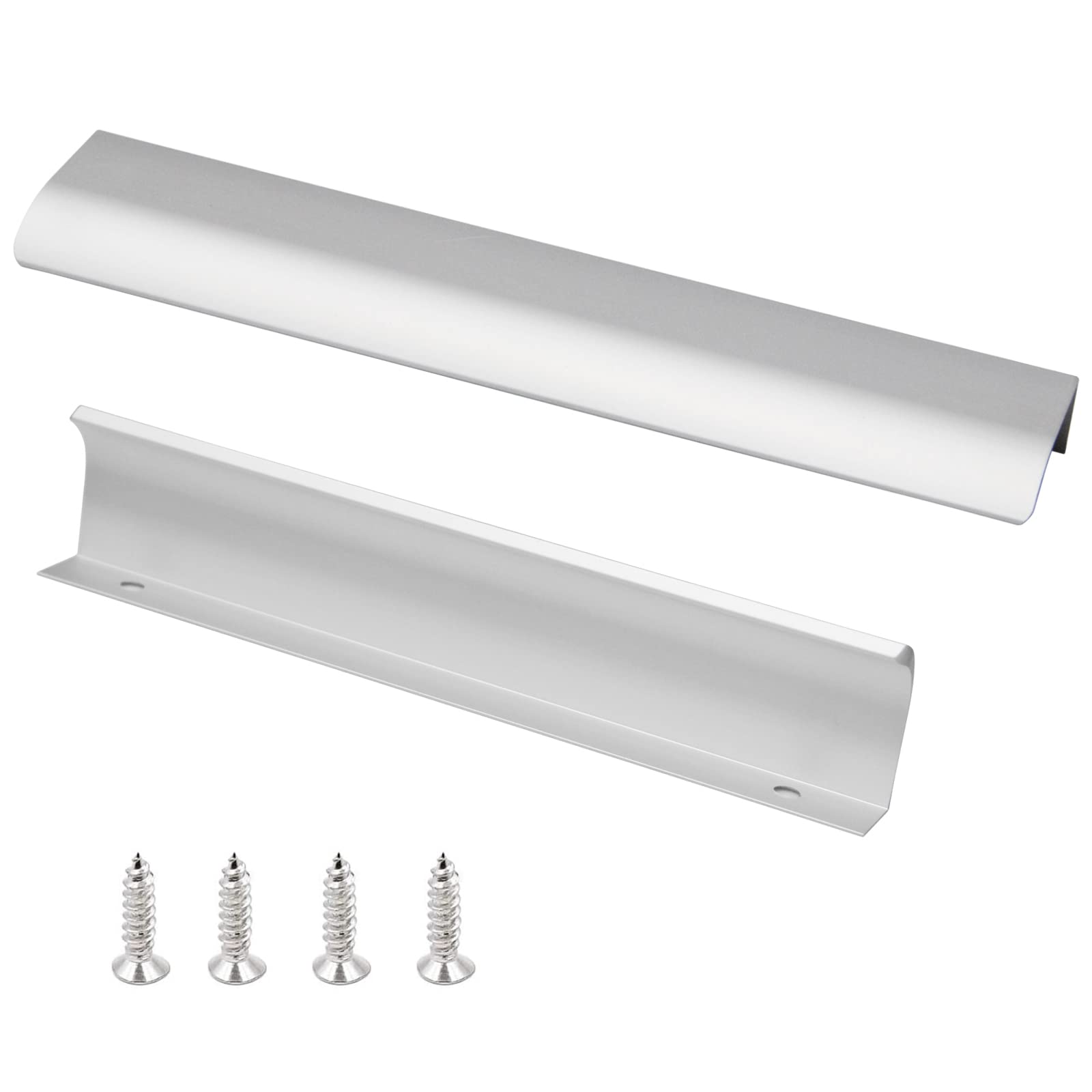 JOOJA 10 Pack Modern Style Finger Edge Pull Furniture DrawerHandles Hidden Cabinet Kitchen Drawer Handles Knobs, Silver 150mm