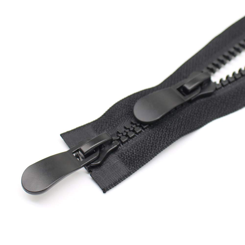2 Cerniere Lampo Nere 80 Cm - Resina Separabile Per Cucito E Borse