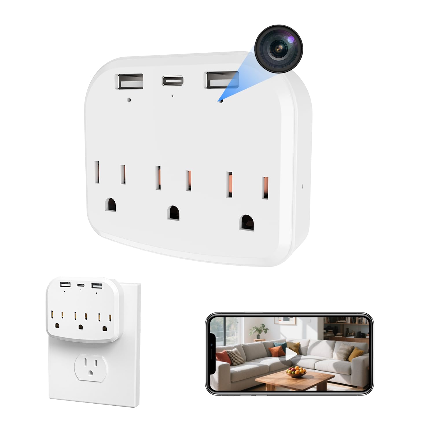 Photo 1 of Security Wall Outlet WiFi Camera 1080P Mini Wireless Nanny Cam-Dual-Band WiFi-with Bracket Function