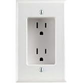 Leviton 689-W 15 Amp 1-Gang Recessed Duplex Receptacle, Residential Grade, with Screws Mounted to Housing, White