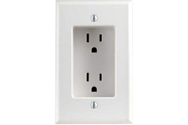 Leviton Decora 15 Amp 1-Gang Recessed Duplex Receptacle, Residential Grade, with Screws Mounted to Housing, 00689-00W, White