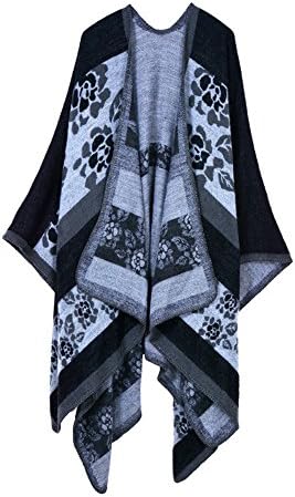 Double FNT Grid Sweater Shawl Cardigans For Women Sleeveless Cape Blanket Poncho