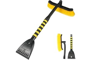 TSUGAMI 27'' Car 2-in-1 Snow Brush Ice Scraper, Extendable&Detachable Snow Removal Tool for Windshield, Auto Comfortable Foam