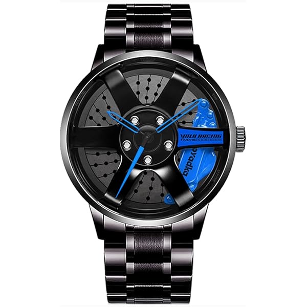 Amazon.com: SOLLEN Car Wheel Watches for Men, Blue Racing Style