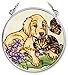 Amia Hand Painted Glass Suncatcher with Dog and Cat Design, 3-1/2-Inch Circle