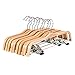RoyalHanger Wood Hangers 10-Pack, Pants Hangers Skirt Hangers Wooden Hangers with 2 Adjustable Clips, Natural Finish