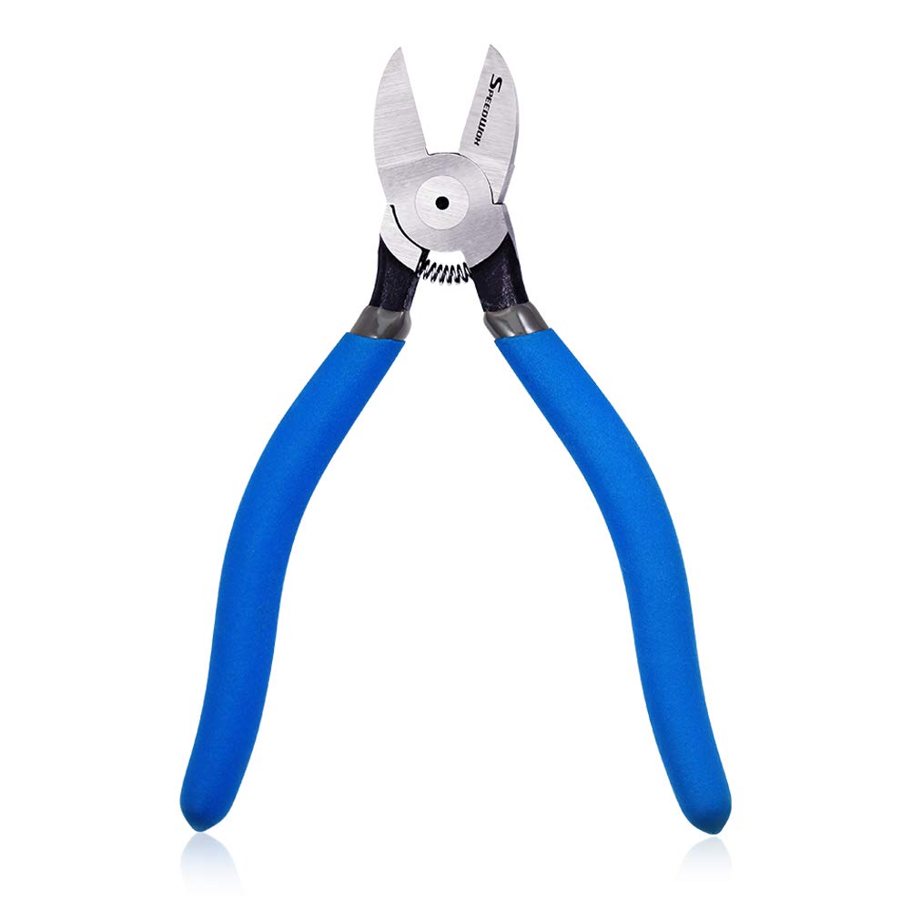 SPEEDWOX Flush Cutters 7 Inches Flush Cut Plastic Nippers Angled Wire Cutting High Carbon Steel High Leverage with Spring Precision Tools Jewelry Making