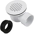 2" Low Profile Shower Drain with 2" x 1-1/2" Reducer Pipe Fitting and Perforated Strainer- Low Profile Shower Base Drain with Perforated Strainer, PVC 2''Side Outlet Drain Assembly,for Low Profile Sho