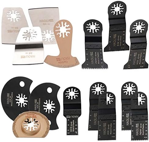 HAOLI 100 pcs/set Oscillating Multitool Saw Blades Fit Fein Multimaster Porter Cable Bosch Dremel Craftsman Ridgid Ryobi Makita Milwaukee Rockwell Chicago Skil (HL15-3(15pcs))