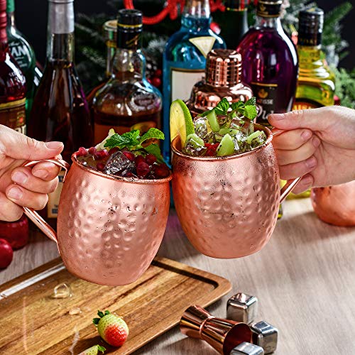 Velaze Moscow Mule Becher, 2er Set Kupferbecher, Mule Mug in Geschenkbox, 600mL Handgefertigt Trinkbecher, Doppelwandig… – Bild 7