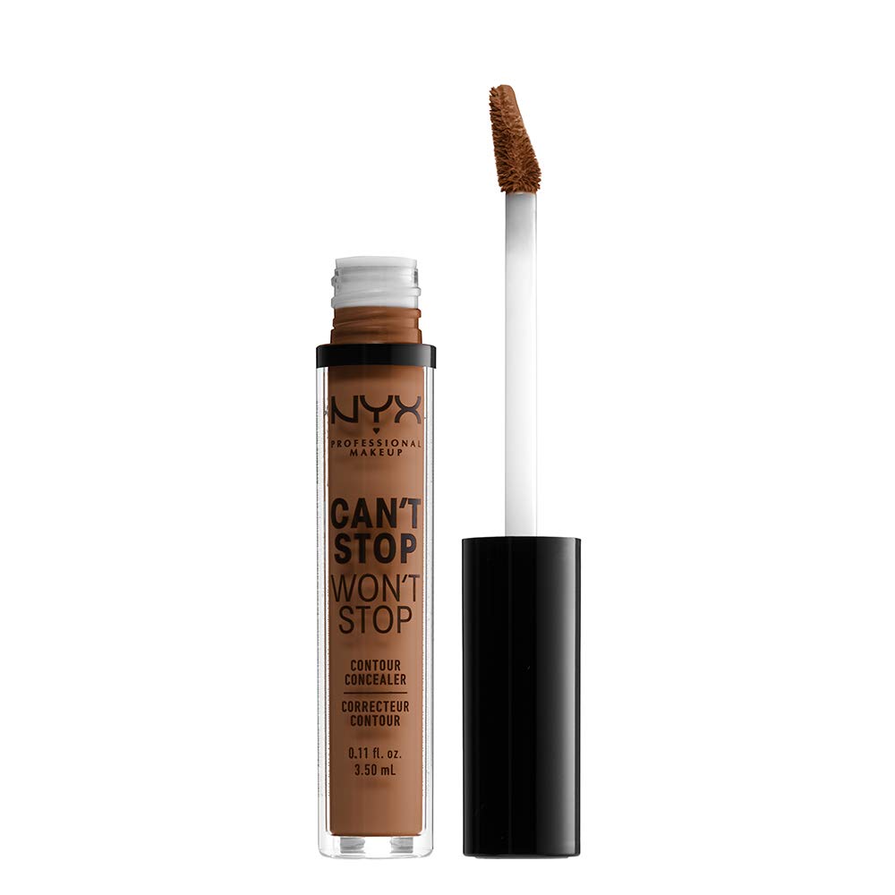 NYX Professional Full Coverage Concealer, 24 Hour Longevity, Can't Stop Won't Stop Contour Makeup Concealer, Matte Finish, Shine Control, Long Lasting, Vegan Formula, Shade: Cappuccino