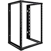 NavePoint 15U Wall Mount Open Frame 19 Inch Server Equipment Rack Threaded 16 inch Depth Black