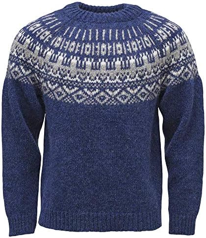 ICEWEAR Elis Men's Sweater Lopapeysa Design 100% Icelandic Wool Long Sleeve Winters Sweater Without Zipper