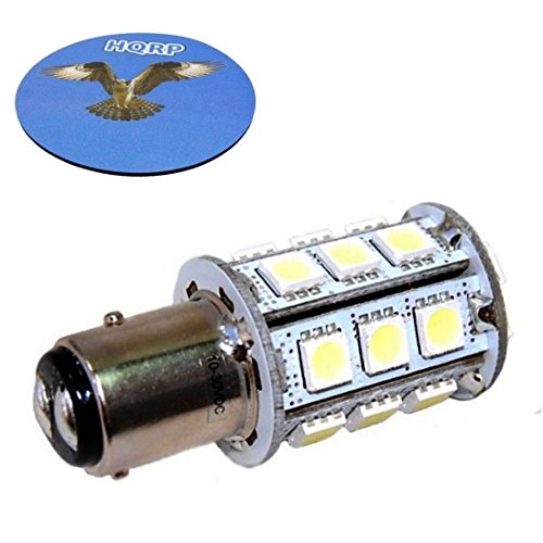 HQRP BAY15d 24LED SMD5050 Cool White Light Bulb for Aqua Signal Series 40, 41, 42,& 50 / Hella 2984 and Perko 200 Fixtures 10-30V DC Replacement plus HQRP Coaster