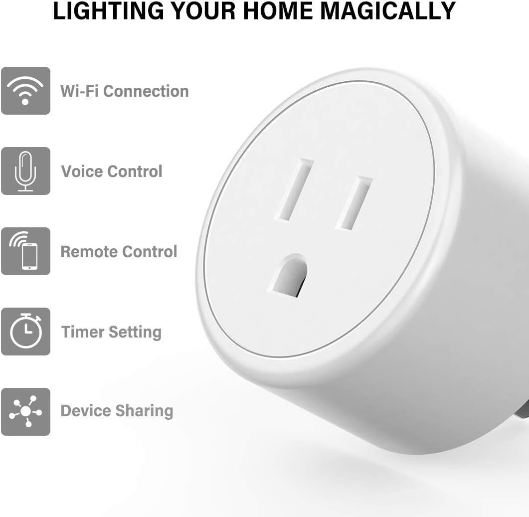 Alexa Smart Plugs - Aoycocr Mini WIFI Smart Socket Switch Works With Alexa Echo Google Home, Remote Control Smart Outlet with Timer Function, No Hub Required, ETL/FCC Listed 4 Pack Only 2.4GHz Network - - 