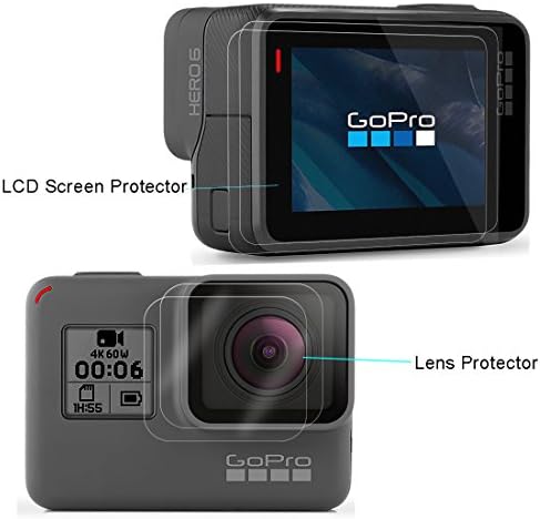 JOSHENYP for GoPro Hero 6 Screen Protector (Screen and Lens),Ultra-Clear Anti-reflective Anti-ghosting Film for GoPro Hero 6 Black Hero 5 Black Action Camera [2PACK]