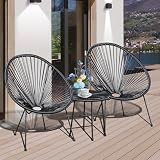 AOUXIN Acapulco 3-Piece Garden Furniture Set with Tempered Glass Table view 3