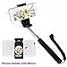 Extendable Battery Free Self Portrait Monopod - Wired Selfie Stick w/ Professional Phone Holder and wide-angle Mirror for HQ Pictures & Videos - Compatible with iPhone Samsung LG Sony Devices