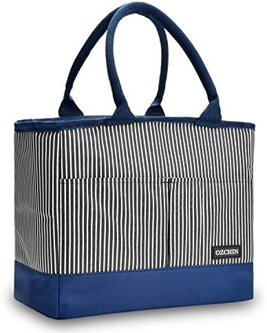 OZCHIN Insulated Lunch Bag for Women Reusable Lunch Tote Cooler Bag Handbag for Picnic School Work (Vertical Stripe)
