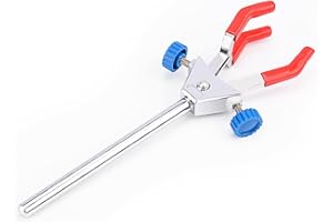 FunChem 3 Prong Dual Adjustable Clamp, Lab Clamp 3 Prong Finger Double Adjust Multipurpose Swivel Extension Clamp for Laboratory
