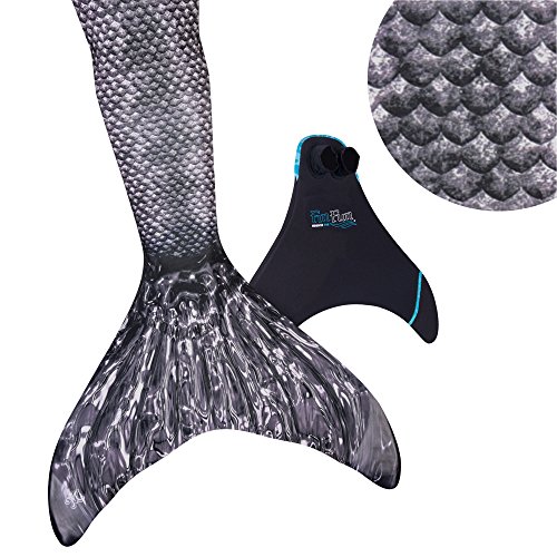 Fin Fun Mermaid Tail, Reinforced Tips, Monofin, Barracuda Black, Size Adult L