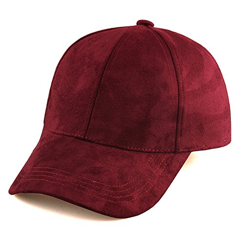 VANCOL Soft Faux Leather Suede Hat Baseball Cap (Wine Red)